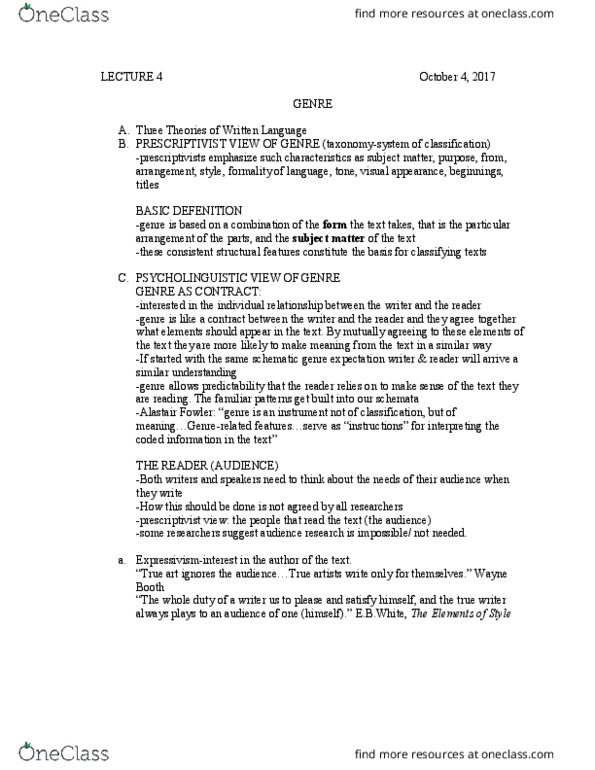 WRIT 2003 Lecture Notes - Lecture 4: Intertextuality, Kenneth Burke, Charles Bazerman thumbnail