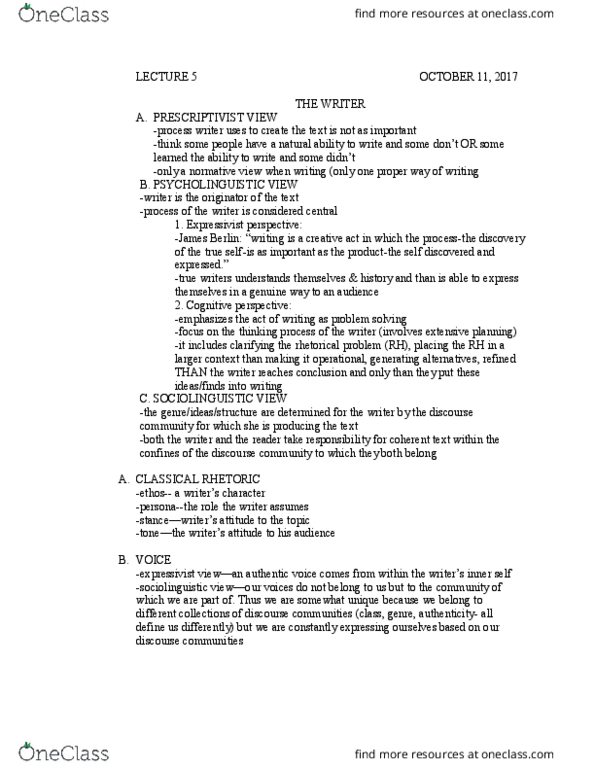 WRIT 2003 Lecture Notes - Lecture 5: Linda Flower, Janet, Linguistic Prescription thumbnail