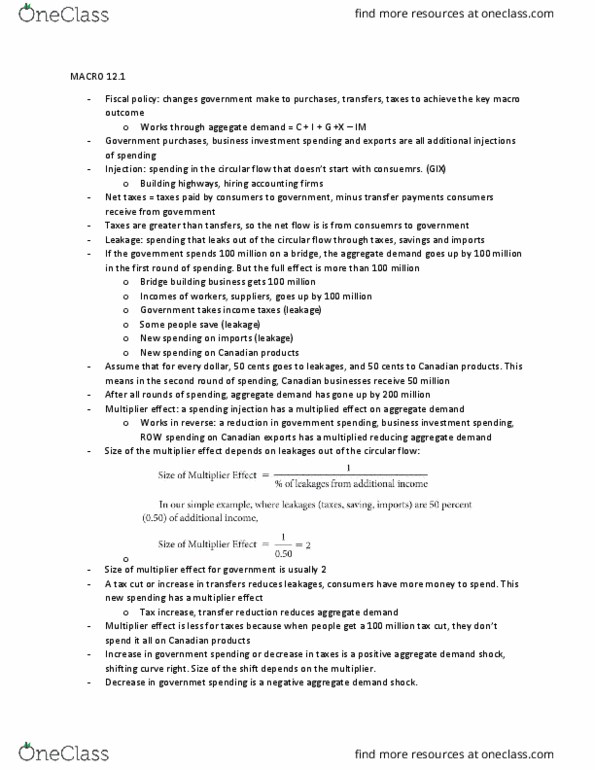 ECO105Y1 Chapter Notes - Chapter macro 12: Government Failure, Refinancing, Creative Destruction thumbnail