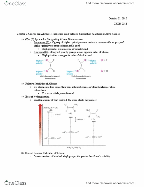 CHEM 2311 Lecture Notes - Lecture 14: Elimination Reaction, Telomerase Reverse Transcriptase, Steric Effects thumbnail