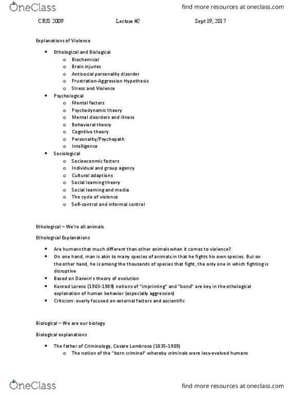 CRJS 2009 Lecture Notes - Lecture 2: Psychosis, Conduct Disorder, Classical Conditioning thumbnail