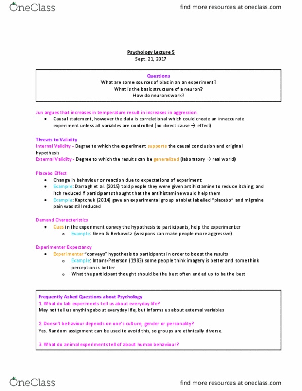 Psychology 1000 Lecture Notes - Lecture 5: Resting Potential, Inhibitory Postsynaptic Potential, Acetylcholine thumbnail