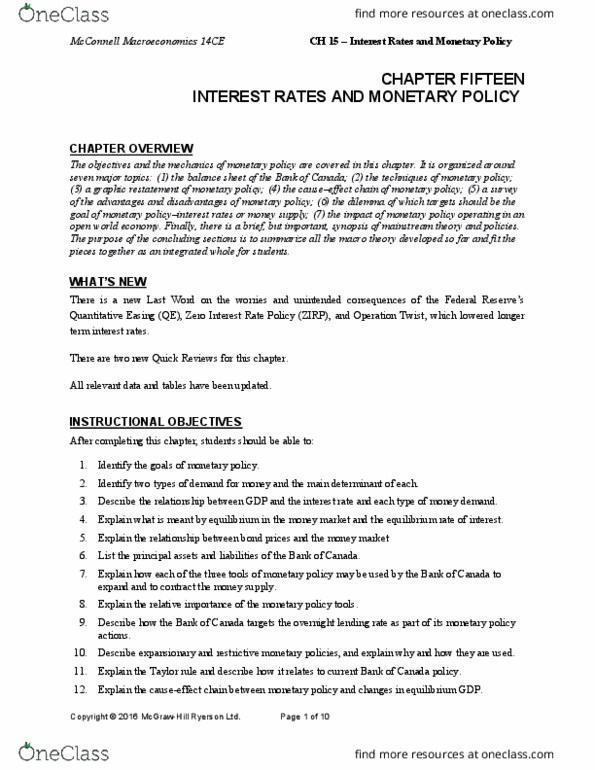 ECN 204 Chapter Notes - Chapter 15: Exchange Rate, Opportunity Cost, Liquidity Trap thumbnail