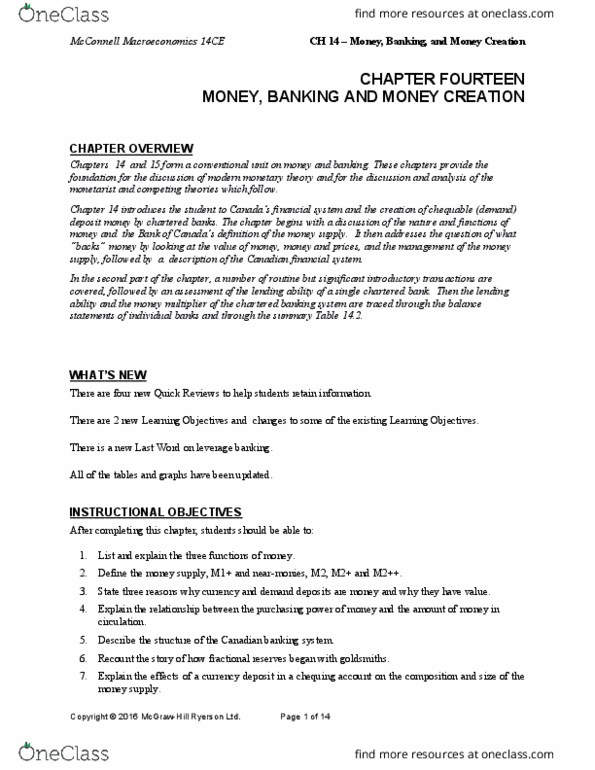 ECN 204 Chapter Notes - Chapter 14: Morgan Stanley, Moral Hazard, Reserve Requirement thumbnail