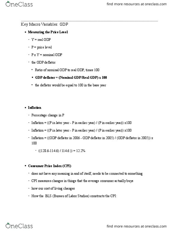 CAS EC 102 Lecture Notes - Lecture 3: Disinflation, Gdp Deflator, Deflation thumbnail