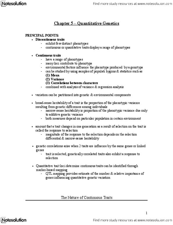 BIO207H5 Lecture Notes - Quantitative Trait Locus, Quantitative Genetics, Polygene thumbnail