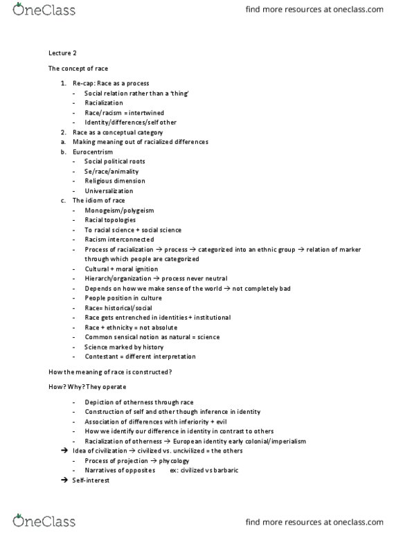 POLS 3065 Lecture Notes - Lecture 2: Phycology, Zoophilia, Eurocentrism thumbnail