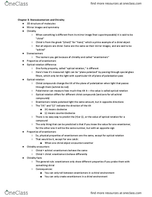 CHEM 122 Lecture Notes - Lecture 3: Diastereomer, Racemic Mixture, Substituent thumbnail