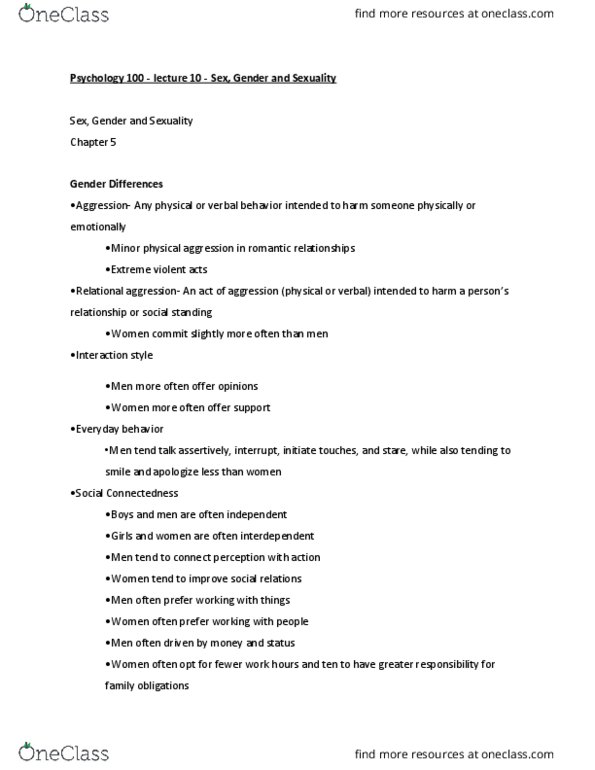 PSYCH 100 Lecture Notes - Lecture 10: Menopause, Relational Aggression thumbnail