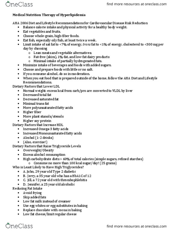 NURS 3220 Lecture Notes - Lecture 18: Vitamin B6, Folic Acid, Olive Oil thumbnail