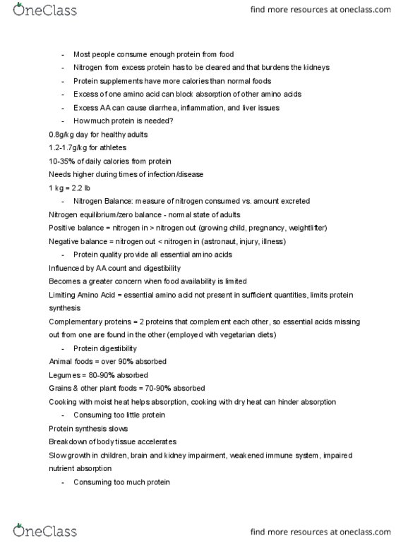 NFS 043 Lecture Notes - Lecture 8: Saturated Fat, Essential Amino Acid, Kidney Stone Disease thumbnail