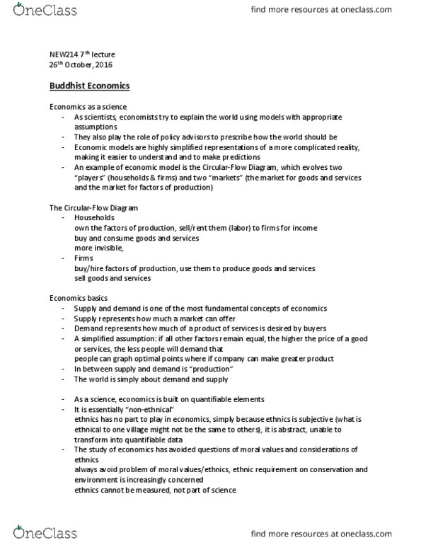 NEW214Y1 Lecture Notes - Lecture 7: Environmental Degradation, Noble Eightfold Path, Buddhist Economics thumbnail