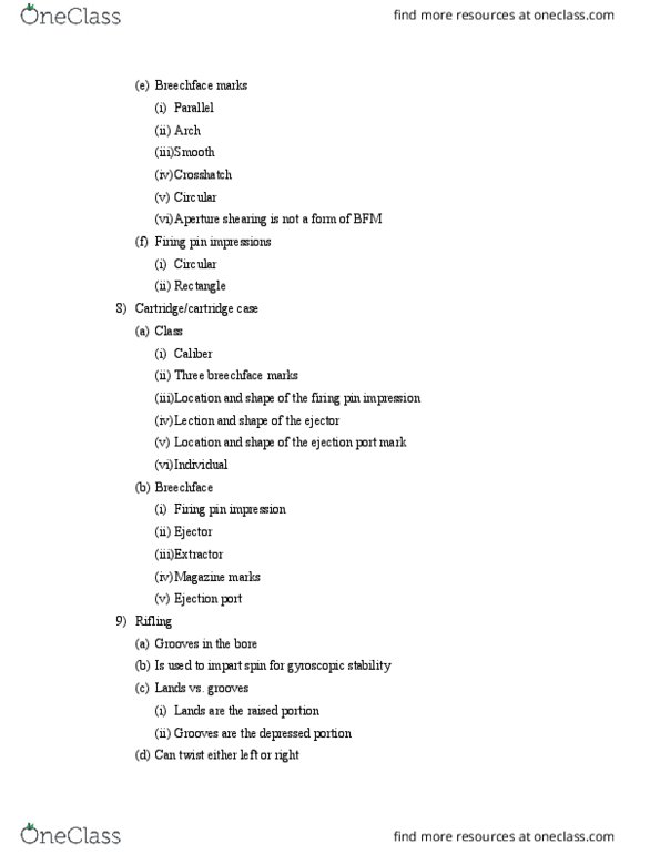 CRJU 4110 Lecture Notes - Lecture 8: Griess Test, Breechface, Firing Pin thumbnail