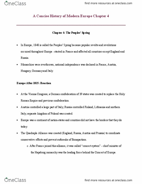 CAS IR 250 Chapter Notes - Chapter 4: Manorialism, July Revolution, Russian Empire thumbnail