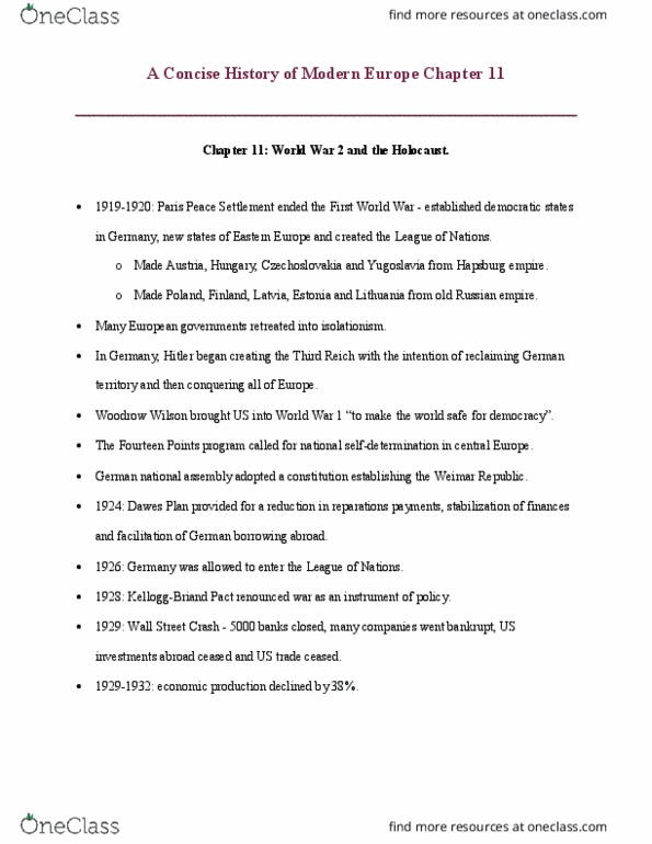 CAS IR 250 Chapter Notes - Chapter 11: Munich Agreement, Appeasement, Blitzkrieg thumbnail
