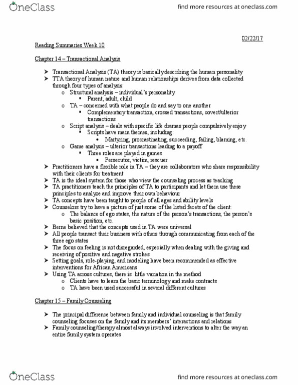 CYC 401 Lecture Notes - Lecture 9: Dysfunctional Family, Family Therapy, Cybernetics thumbnail
