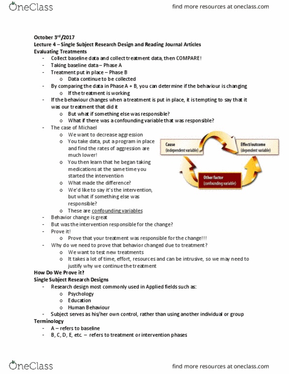 HUMBEHV 2B06 Lecture Notes - Lecture 4: Confounding, Dependent And Independent Variables, Human Behaviour thumbnail