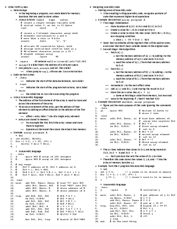 CSC258H1 Lecture Notes - Array Data Structure, Memory Address, Data Element thumbnail