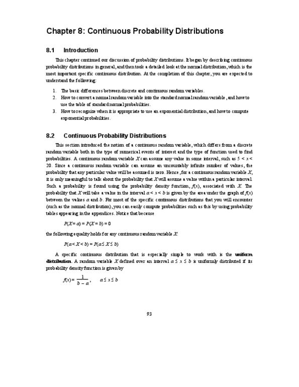OMIS 2010 Chapter Notes - Chapter 08: Standard Normal Deviate, Random Variable, Exponential Distribution thumbnail