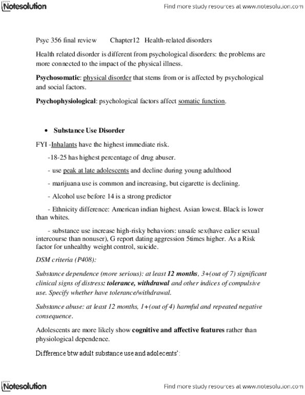 PSYC 356 Chapter Notes - Chapter 12: Circadian Rhythm Sleep Disorder, Parasomnia, Sleep Disorder thumbnail