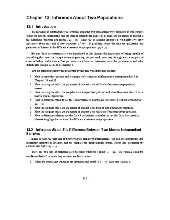 OMIS 2010 Chapter Notes - Chapter 13: Statistical Inference, Interval Estimation, Test Statistic thumbnail