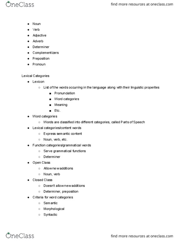 LING477 Lecture Notes - Lecture 12: Preposition And Postposition, Adverb, Determiner thumbnail