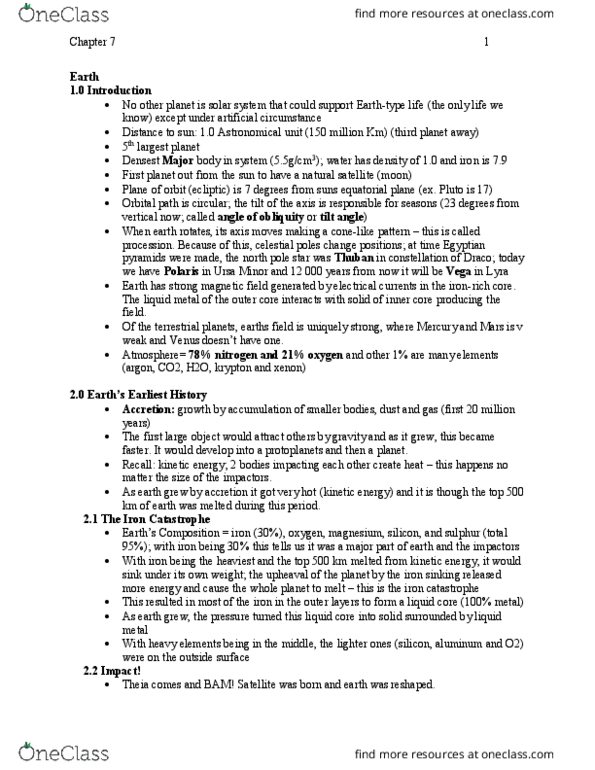 Earth Sciences 1086F/G Lecture Notes - Lecture 7: Calcite, Paleozoic, Geologic Time Scale thumbnail