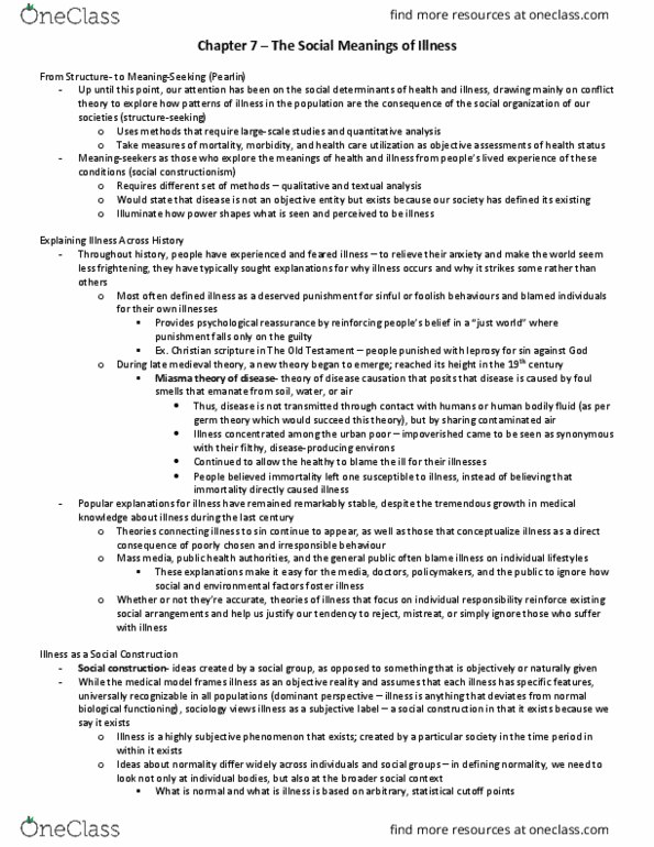 SOC382 Chapter Notes - Chapter 7: Omeprazole, Talcott Parsons, Paroxetine thumbnail