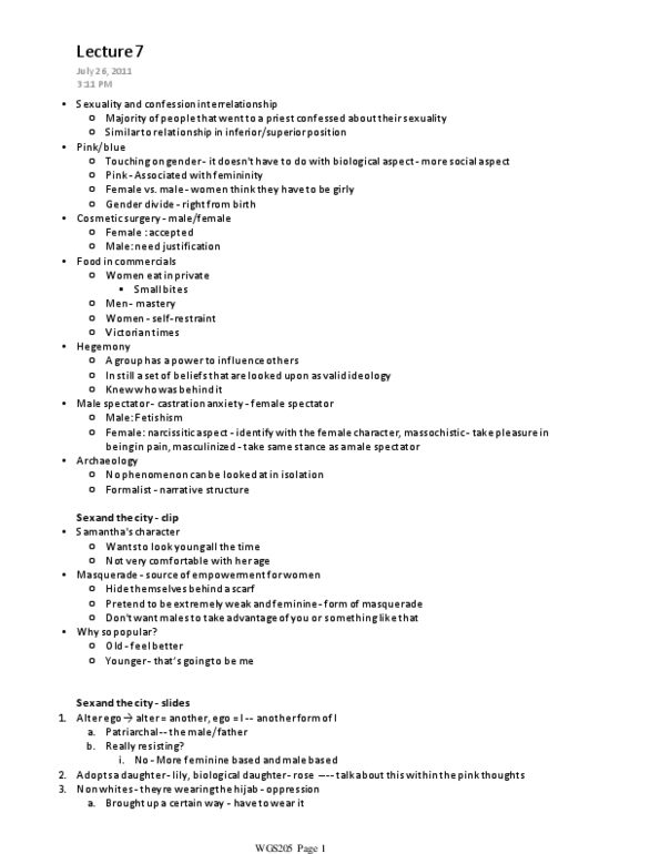 WGS205H5 Lecture Notes - Lecture 7: Fetishism thumbnail