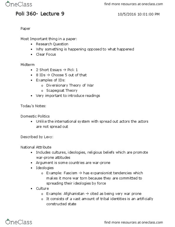 POLI 360 Lecture Notes - Lecture 9: Tzu thumbnail