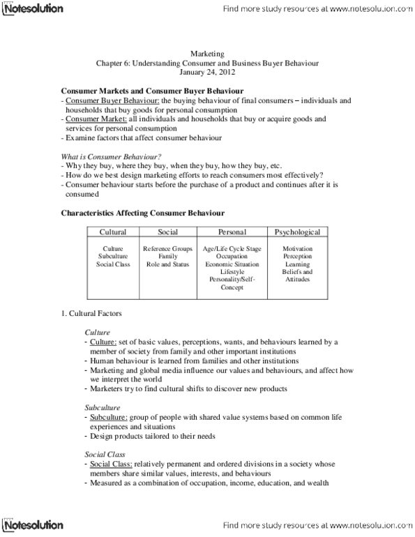 COMM 131 Chapter Notes - Chapter 6: Reference Group, Consumer Behaviour, Working Mother thumbnail