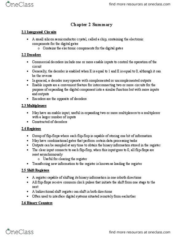 CEG 2136 Chapter Notes - Chapter 2: Shift Register, Binary Number thumbnail