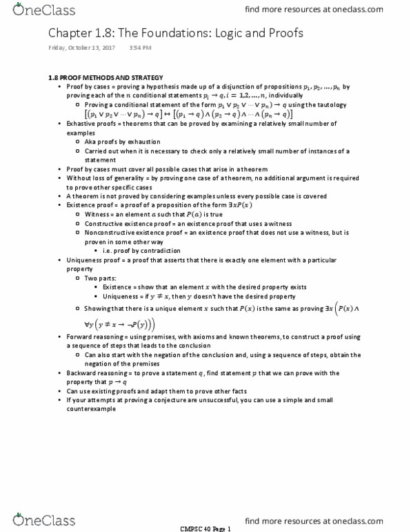 CMPSC 40 Chapter Notes - Chapter 1.8-2.2: Ordered Pair, Universal Quantification, Cardinality thumbnail