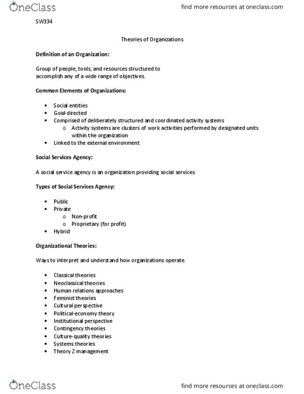 S W 334 Lecture Notes - Lecture 18: Customer Satisfaction, Knitting, Theory Z thumbnail