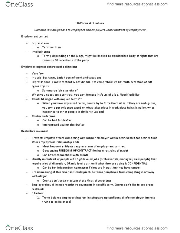 LAWS 3401 Lecture Notes - Lecture 3: Absenteeism, Job Satisfaction, Bc Tel thumbnail
