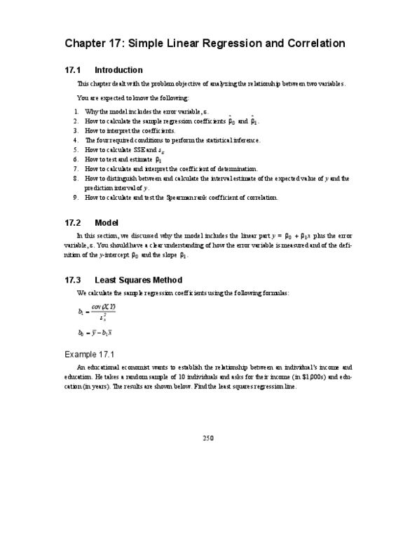 OMIS 2010 Chapter Notes - Chapter 17: Linear Regression, Interval Estimation, Variance thumbnail