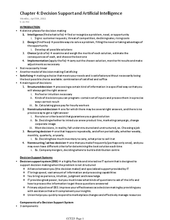 CCT225H5 Chapter Notes - Chapter 4: Satisficing thumbnail