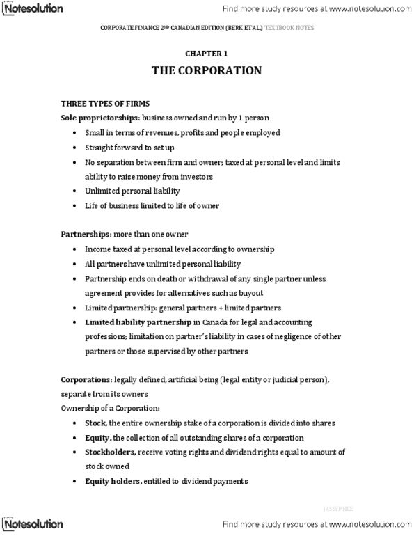 AFM273 Chapter Notes - Chapter 1: Limited Liability Partnership, Dividend Tax, Double Taxation thumbnail