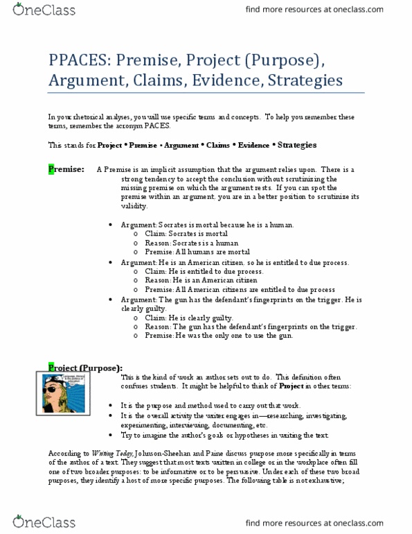 RWS 100 Lecture Notes - Lecture 1: Rhetorical Situation, Without Evidence, Institute For Operations Research And The Management Sciences thumbnail