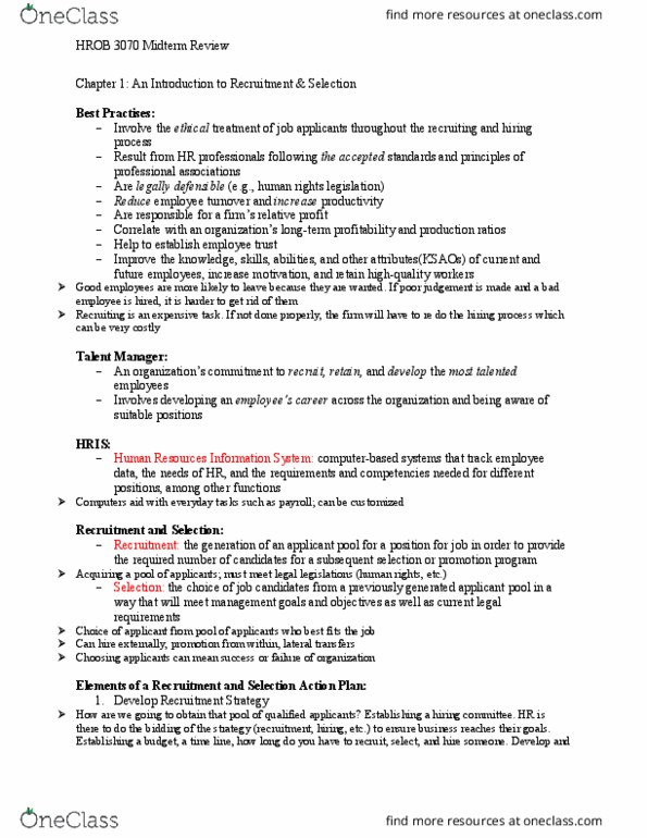 HROB 3070 Lecture Notes - Lecture 1: Job Analysis, Presenteeism, Visible Minority thumbnail
