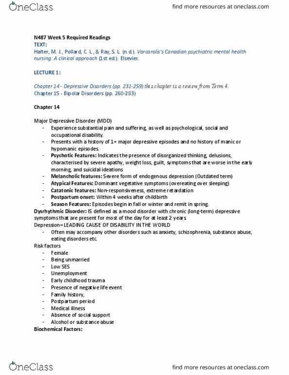 NURS 487 Lecture Notes - Lecture 5: Bipolar I Disorder, Heritability, Cyclothymia thumbnail