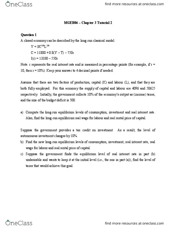 PSYB10H3 Chapter Notes - Chapter 3: Real Interest Rate, Real Wages, Autarky thumbnail