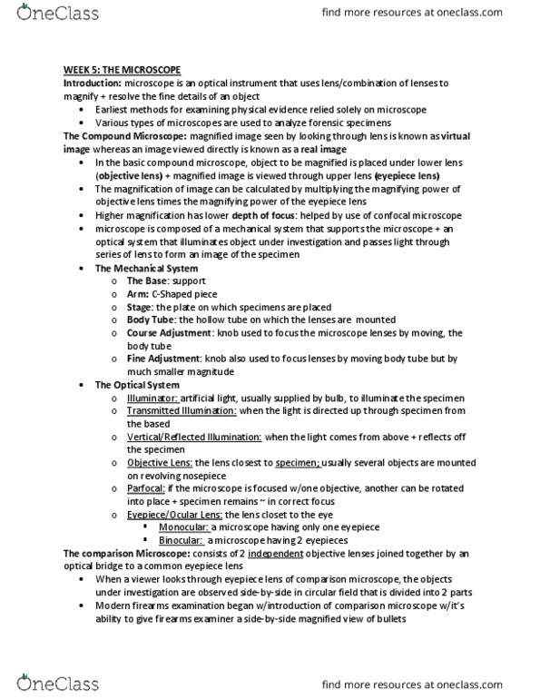 CHY 183 Lecture Notes - Lecture 5: Forensic Palynology, Trace Evidence, Birefringence thumbnail