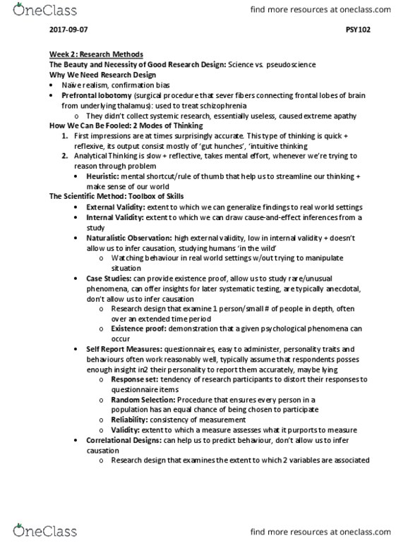 PSY 102 Chapter Notes - Chapter 2: Blind Experiment, Informed Consent, Random Assignment thumbnail