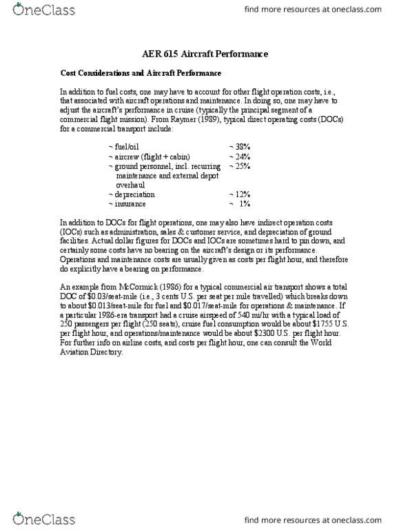 AER 615 Lecture Notes - Lecture 1: Mach Number, Thrust Specific Fuel Consumption thumbnail