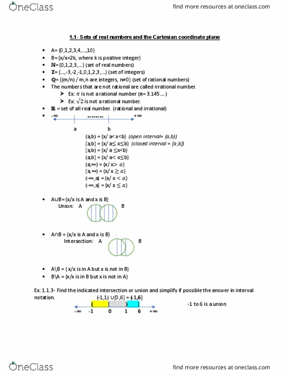 MATH 117 Lecture Notes - Lecture 1: Cartesian Coordinate System, Rational Number, Irrational Number thumbnail