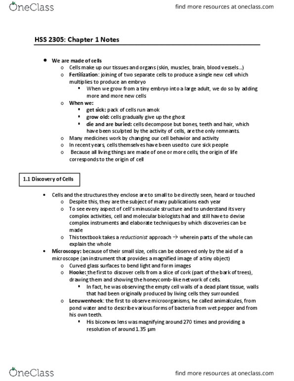 BIO 1140 Lecture Notes - Lecture 1: Cytoskeleton, Hematopoietic Stem Cell Transplantation, Stem-Cell Therapy thumbnail