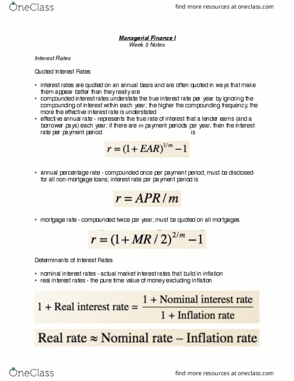 FIN 300 Lecture Notes - Lecture 5: Yield Curve, Annual Percentage Rate, Effective Interest Rate thumbnail