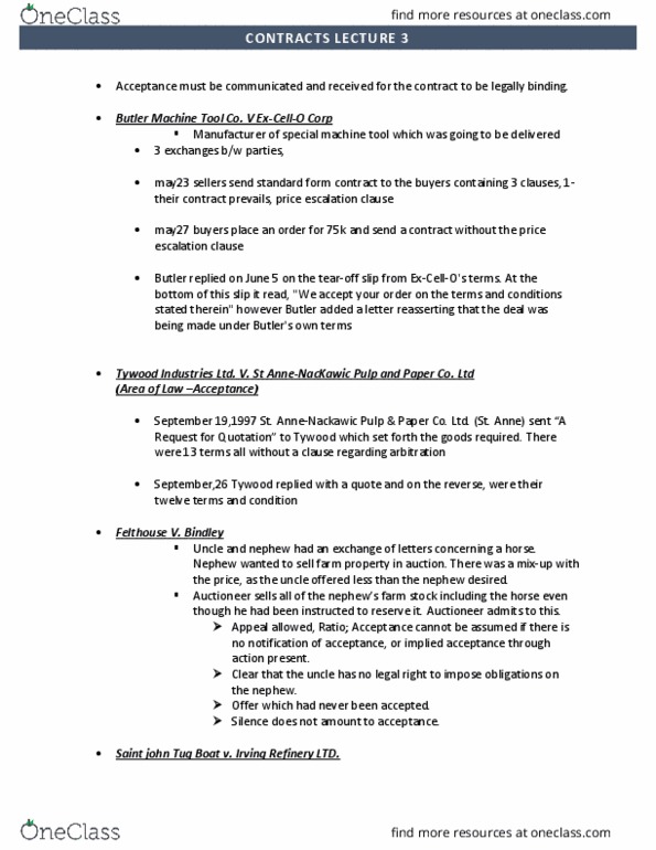 LAWS 3003 Lecture Notes - Lecture 3: Irving Oil Refinery, Standard Form Contract, Machine Tool thumbnail