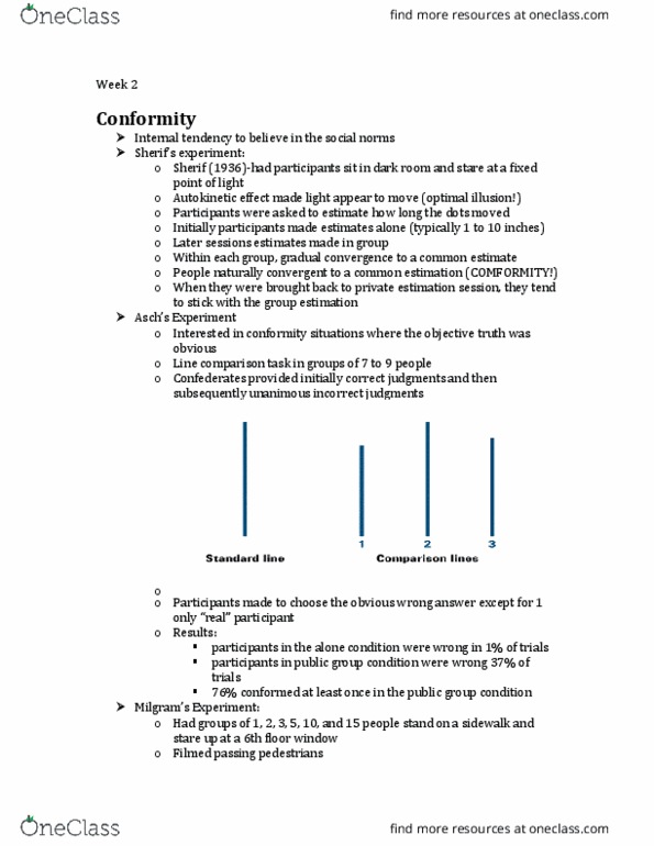 PSYC 342 Lecture Notes - Lecture 2: Normative Social Influence thumbnail